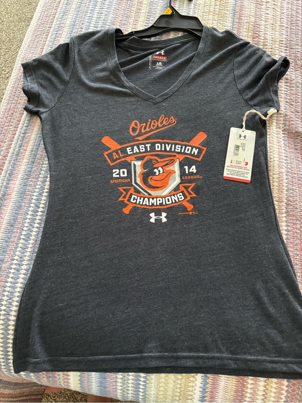 Under Armour Women's Orioles Navy & Orange V-Neck Tee